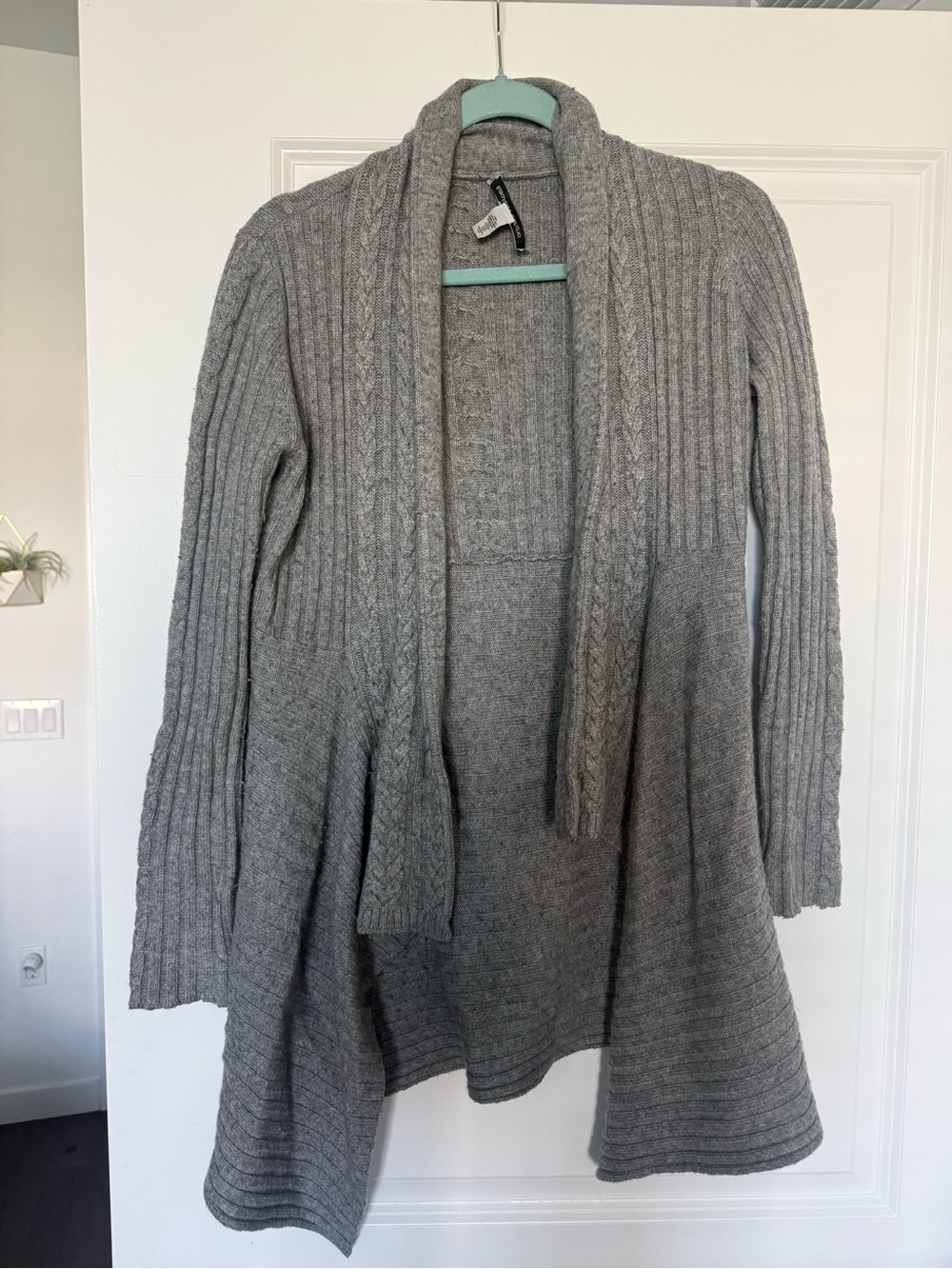 Autumn Cashmere Gray Cable Rib Open-Front Cardigan